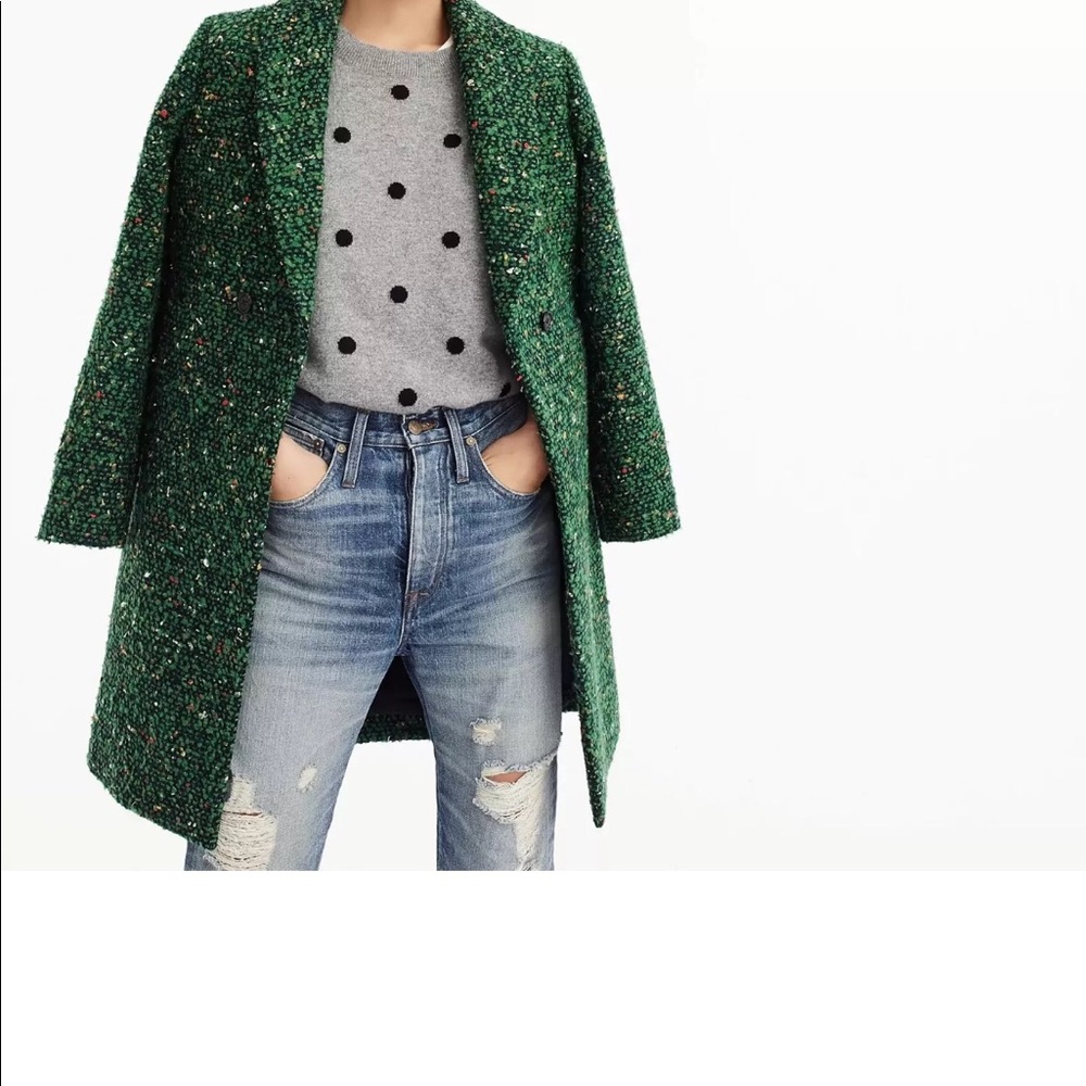 NWT. Green speckled wool coat